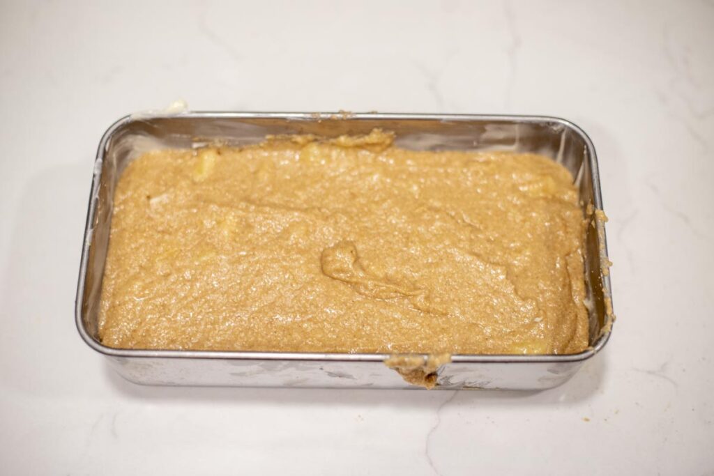 bandanna bread batter in a loaf pan.